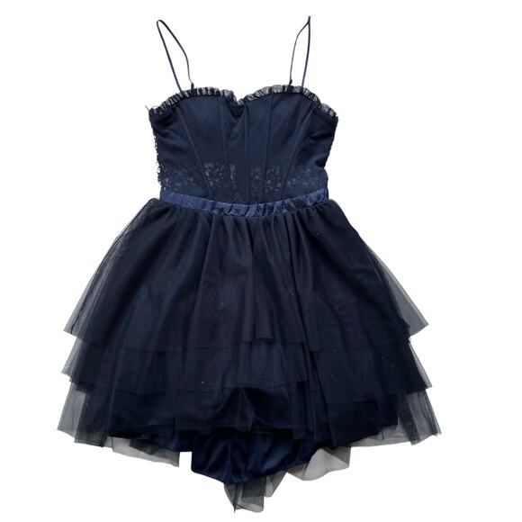 NWT City Studio Lace Tulle Tiered Mini Party Dress Size 9/10 Fairy Whimsygoth - Picture 1 of 8